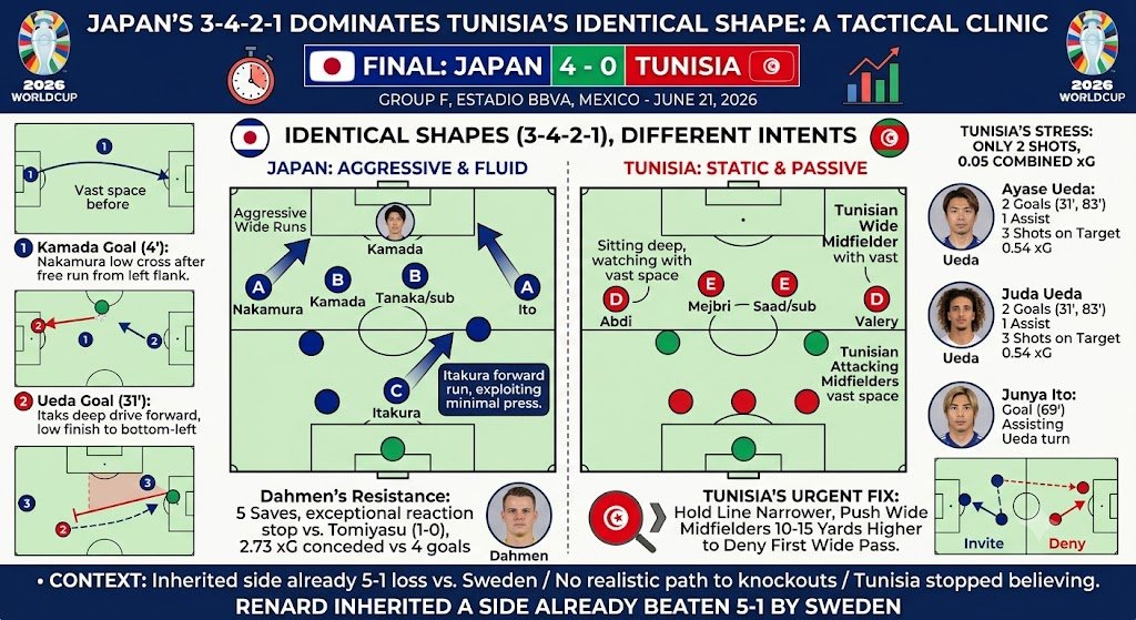 Japan vs Tunisia 4-0 2026 World Cup Group F Tactical Review