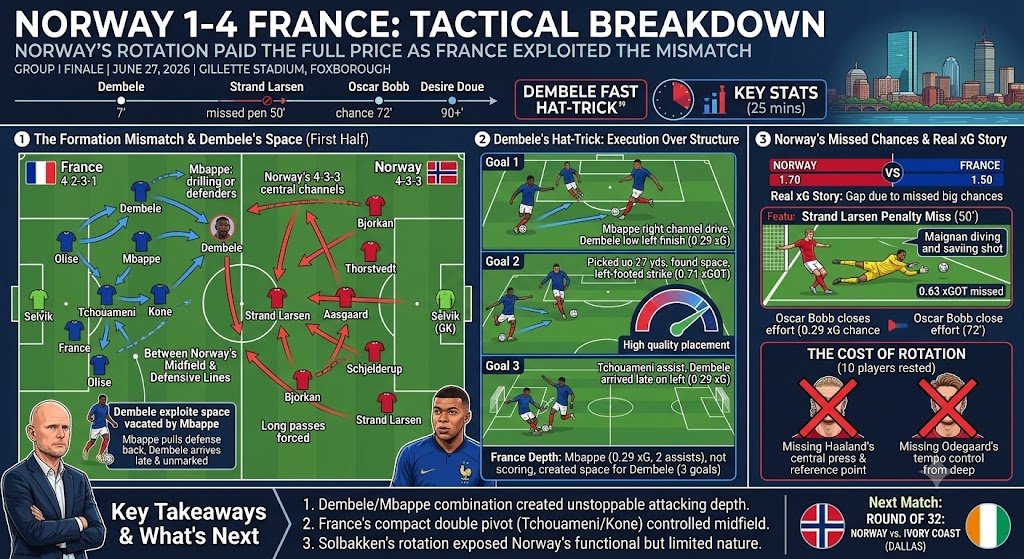 Norway vs France 2026 World Cup Dembele Hat Trick Breakdown